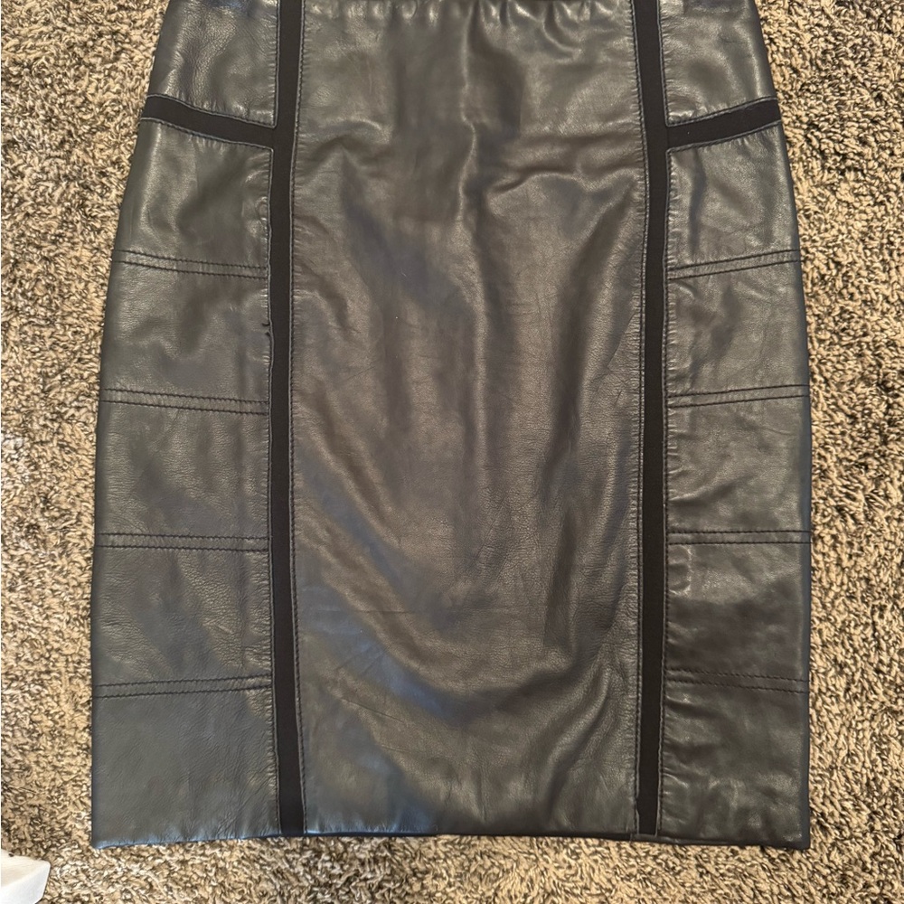 Ted Baker London Black Knee-Length Leather Pencil Skirt